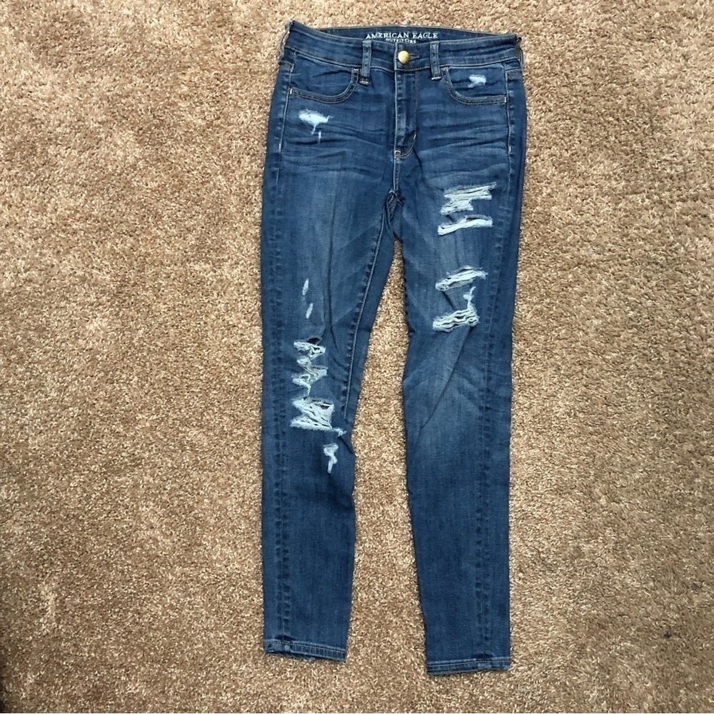 American Eagle Women’s Super Stretch X Distressed Hi Rise Jegging Size 2 Short